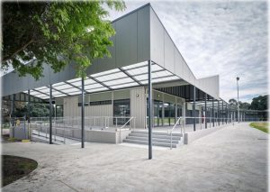 Building services engineering for sports pavilions including mechanical, electrical, hydraulic and fire protection systems.